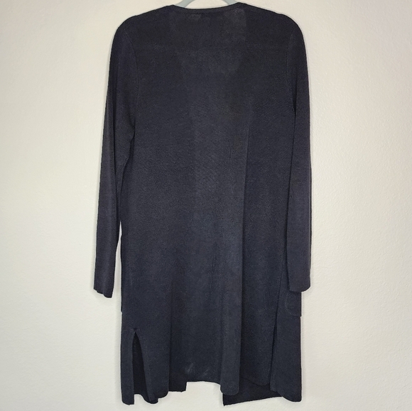 J. Crew Black Linen Blend Collarless Juliette Long Sweater Blazer M - Picture 3 of 7